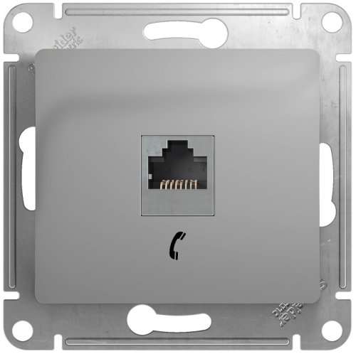 Розетка телефонная без рамки Systeme Electric Glossa 1-м. RJ11 алюминий картинка